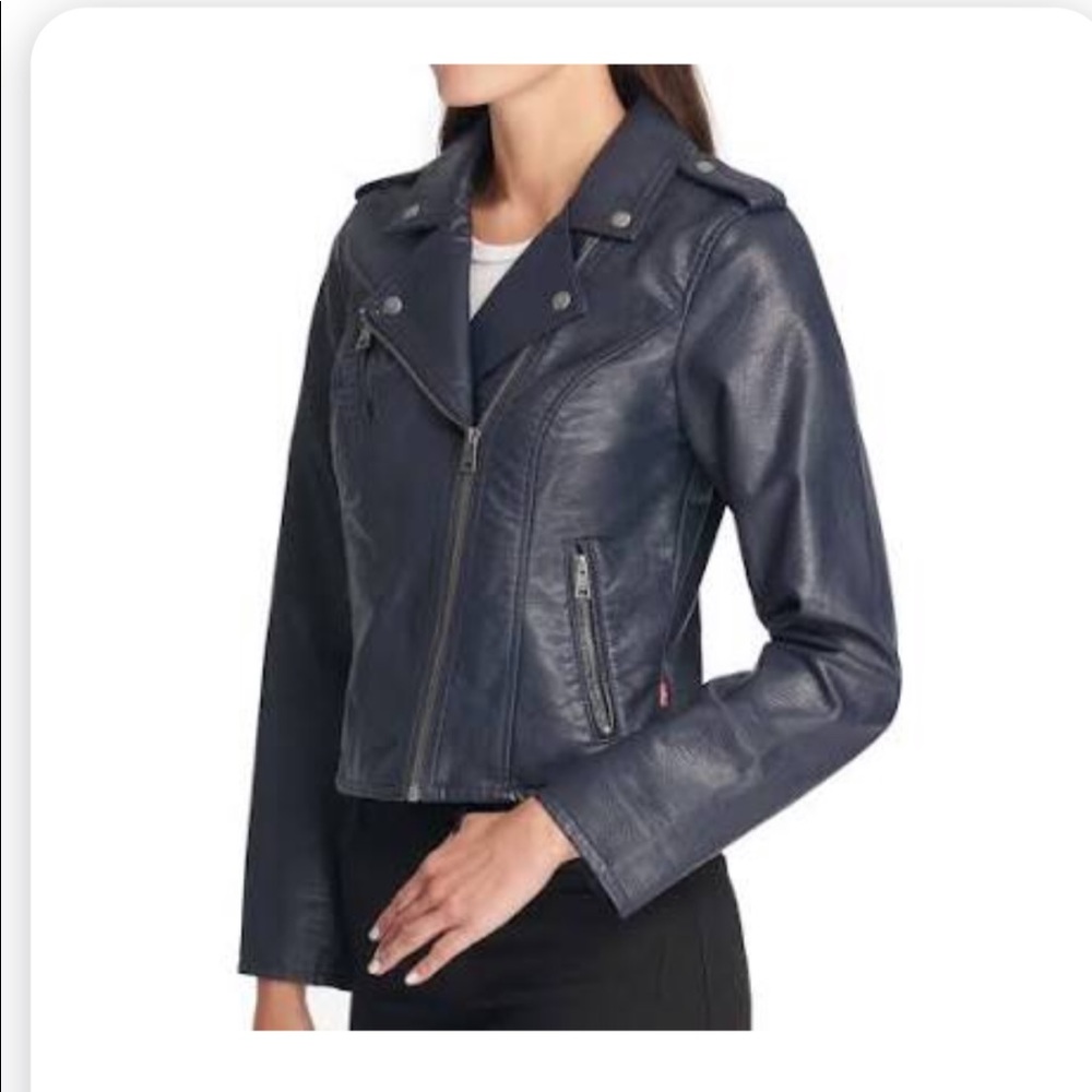 Levi Blue Leather Jacket - image 1